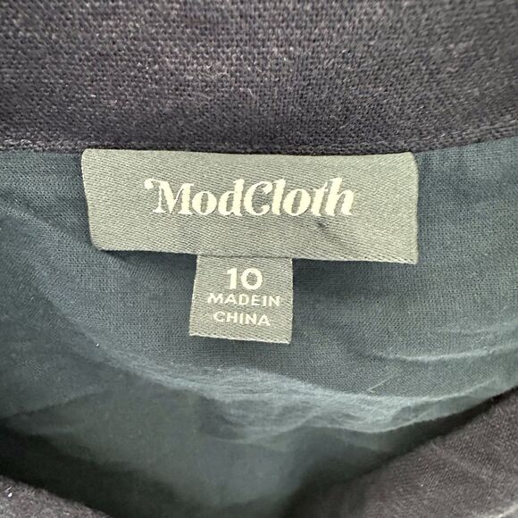 ModCloth Dress 10 Sleeveless Mini Blue Linen Blend - Picture 2 of 7